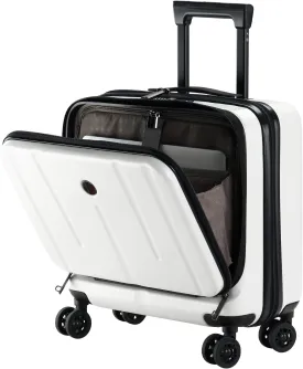 16 Inch Carry On Luggage with 2 Compartments for 14 & 15 Laptop, 16.14*8*17.12 Rolling Briefcase, Lightweight Hardshell ABS PC Suitcase with Spinner Silent Wheels, for Business Trip, Milky White
