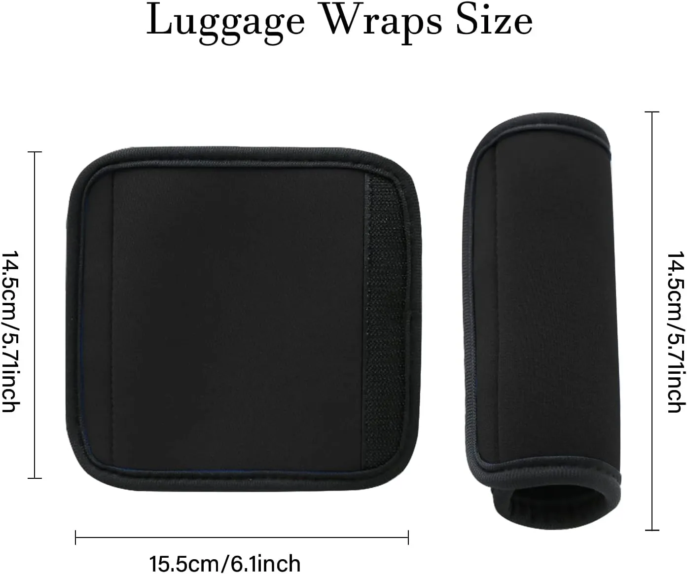 2 Pack Luggage Handle Wraps for Suitcase, Bright Color Comfort Soft Handle Covers (Black)