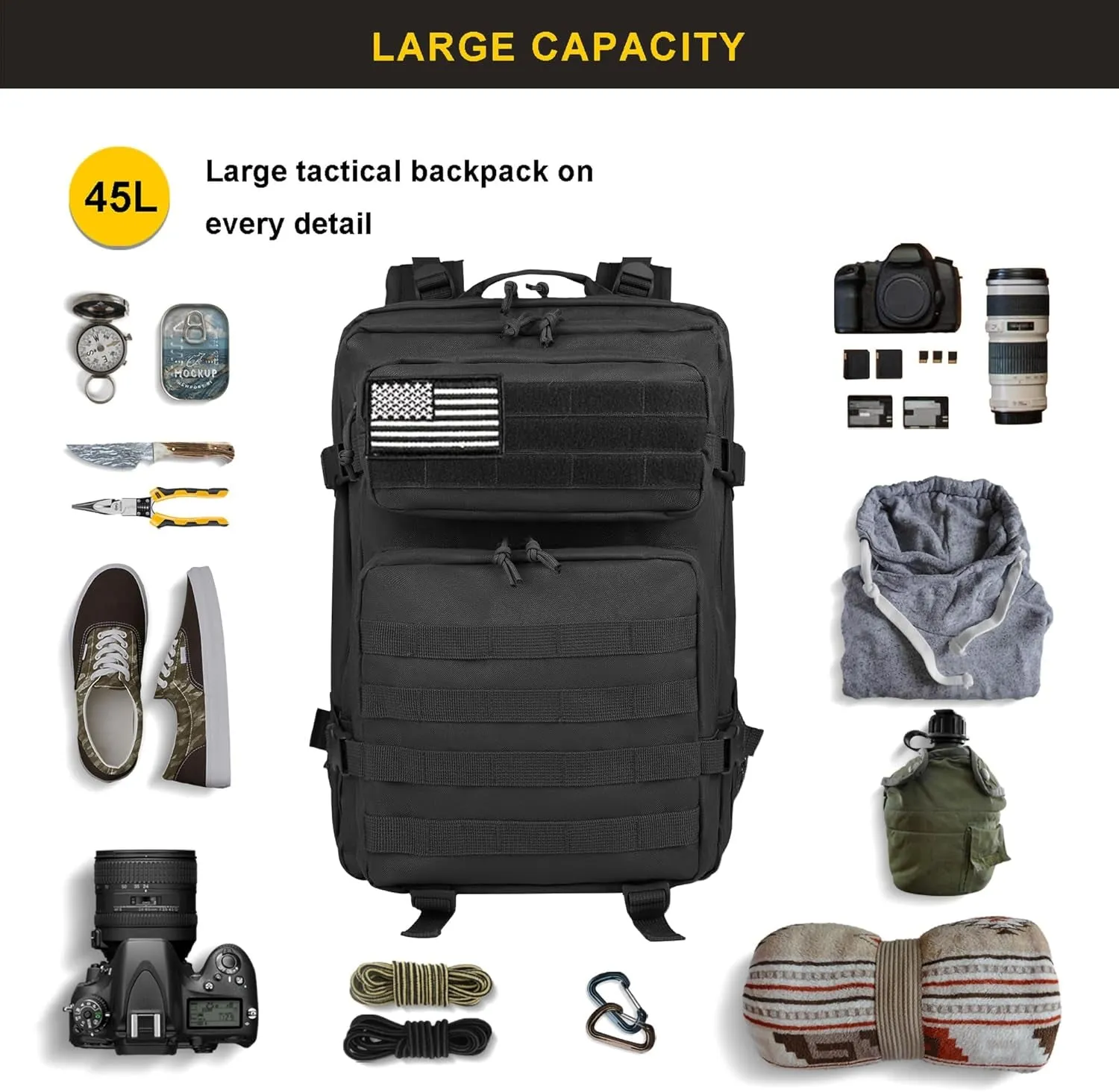 45L Military Tactical Backpack with Molle System
