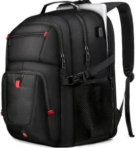 50L Travel Backpack, 17 inch Laptop Backpack for Men, Extra Large Sturdy TSA Friendly with USB Port College School Rucksack Bag Gifts for Him Men Women, Black