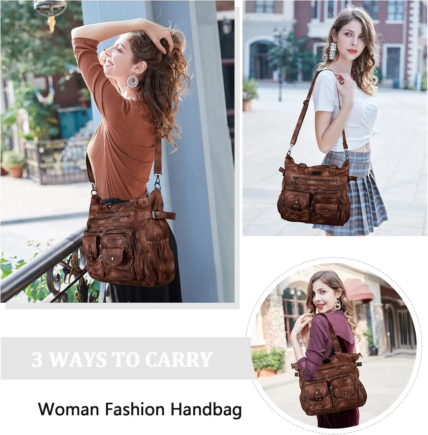 Angelkiss Purses and Handbag for Women Soft Leather Hobo Bags Satchel Shoulder Bags Ladies Tote Crossbody Bag
