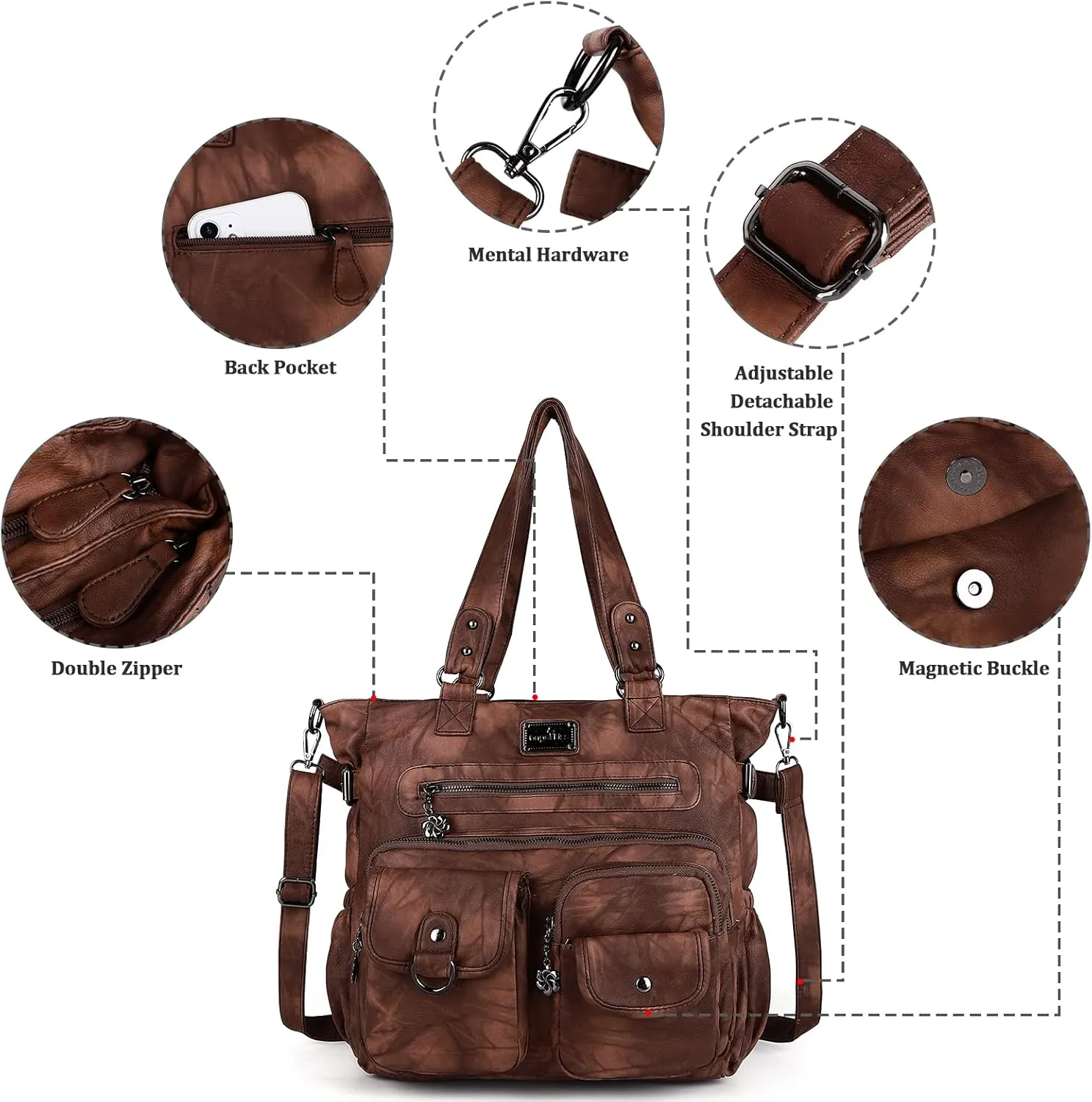 Angelkiss Purses and Handbag for Women Soft Leather Hobo Bags Satchel Shoulder Bags Ladies Tote Crossbody Bag