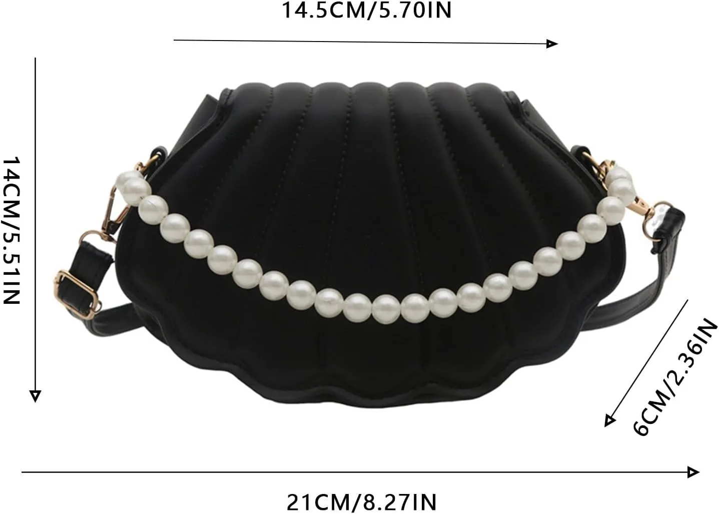 Anti Theft Crossbody Bags for Women Travel,Leather Purse,Women Glitter Seashell Evening Bag Purse Chain Strap Clutch Handbag Pearl Shoulder Bag Fashion Mini Cross-body Bags