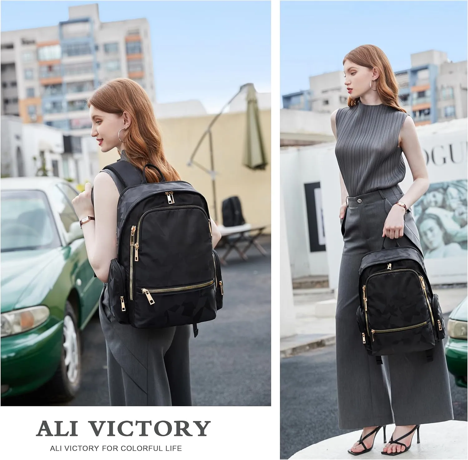 AO ALI VICTORY Backpack for Women Men Travel Laptop 15.6 Inch Computer Backpacks Anti Theft Carry on Bag College Bookbag Large Back Pack for Work Business Traveling Commuter Casual Daypack,Black