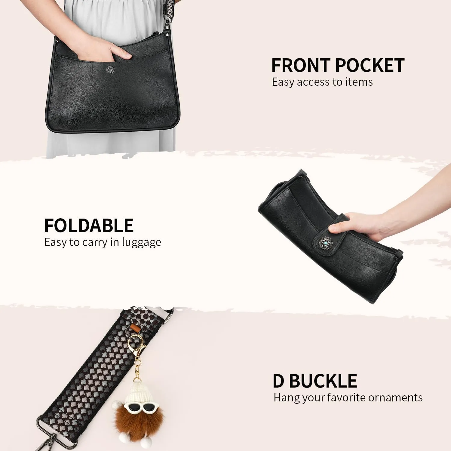 APHISON Crossbody Bags For Women Trendy 2PCS Vegan Leather Hobo Handbags Purses Wallet Set Shoulder Bucket Bag with 2 Strap