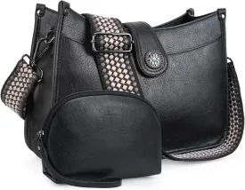 APHISON Crossbody Bags For Women Trendy 2PCS Vegan Leather Hobo Handbags Purses Wallet Set Shoulder Bucket Bag with 2 Strap