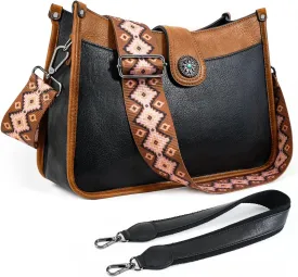 APHISON Crossbody Bags For Women Trendy, Leather Hobo Handbag Crossbody Purses Shoulder Bucket Bag with 2 Strap