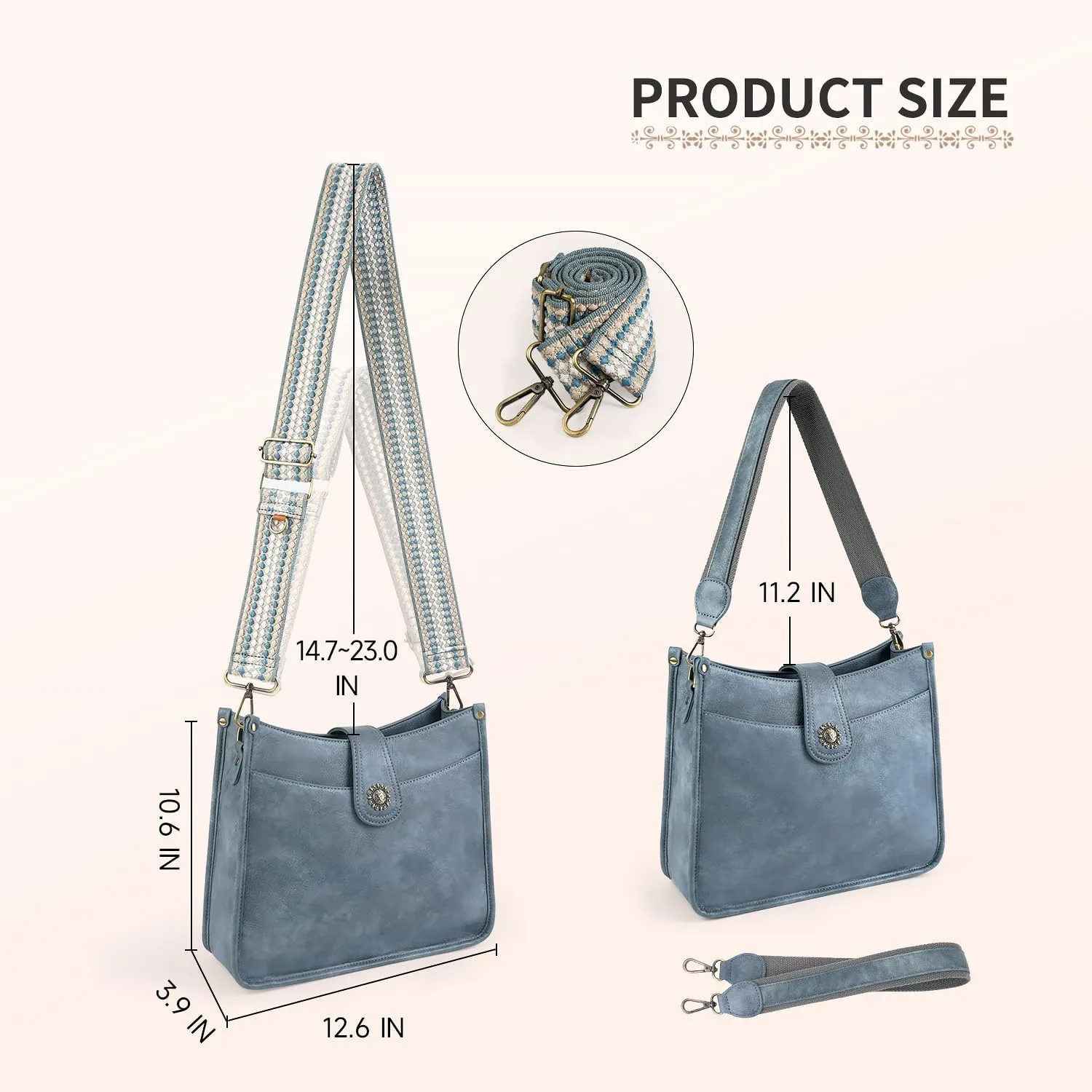 APHISON Crossbody Bags For Women Trendy, Leather Hobo Handbag Crossbody Purses Shoulder Bucket Bag with 2 Strap