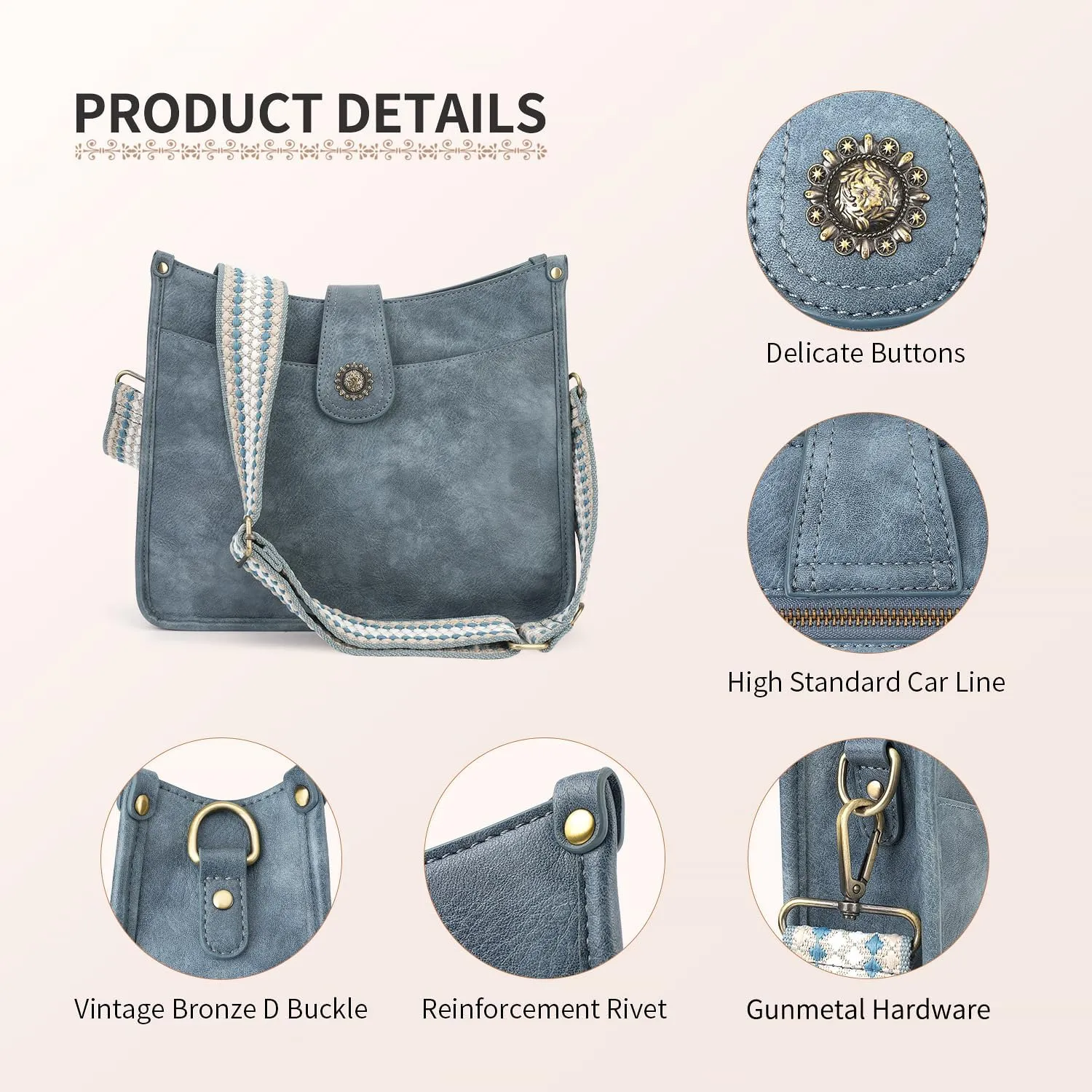 APHISON Crossbody Bags For Women Trendy, Leather Hobo Handbag Crossbody Purses Shoulder Bucket Bag with 2 Strap