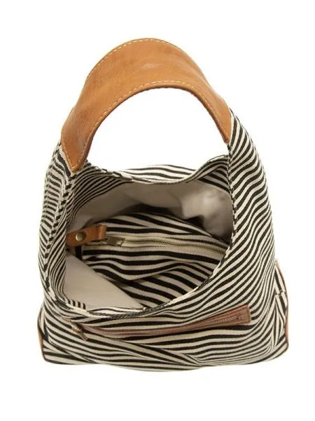 April Canvas Hobo Bag  - L8171-04  -  Women  BLACK & WHITE