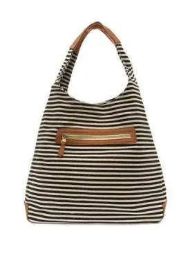 April Canvas Hobo Bag  - L8171-04  -  Women  BLACK & WHITE