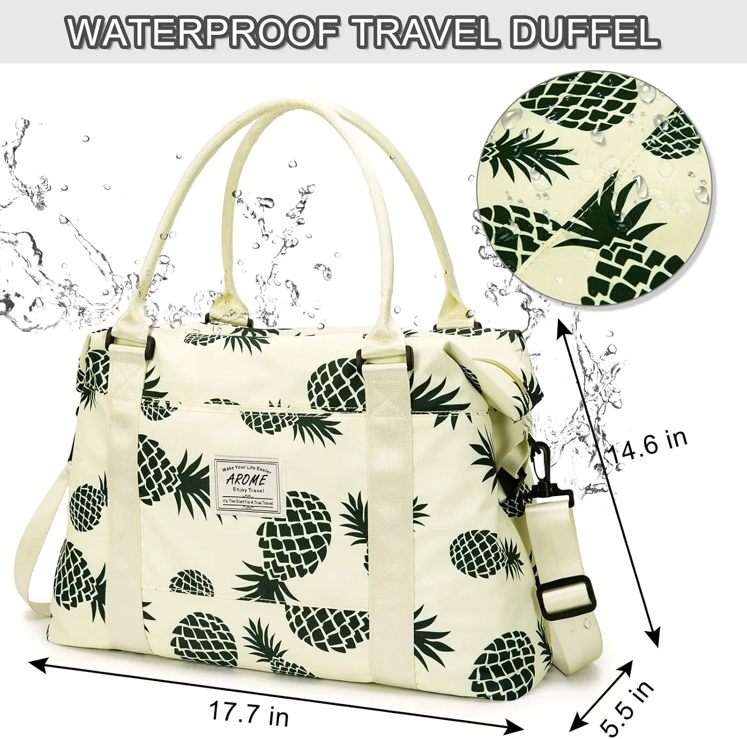 AROME Weekender Bags for Women, Travel Duffel Bag Overnight Weekend Bag Sports Gym Tote Bag with Wet Pocket & Flight Approved