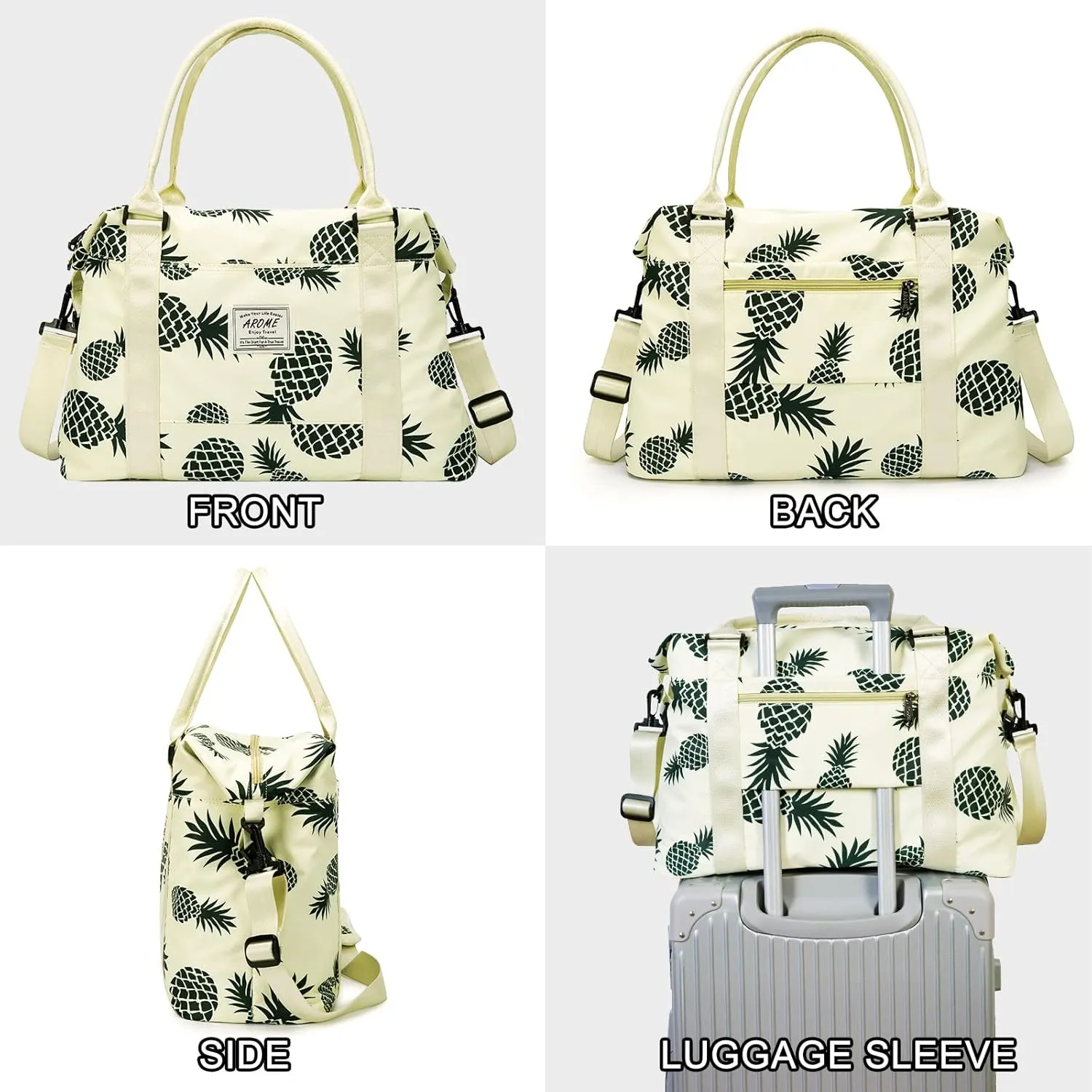 AROME Weekender Bags for Women, Travel Duffel Bag Overnight Weekend Bag Sports Gym Tote Bag with Wet Pocket & Flight Approved