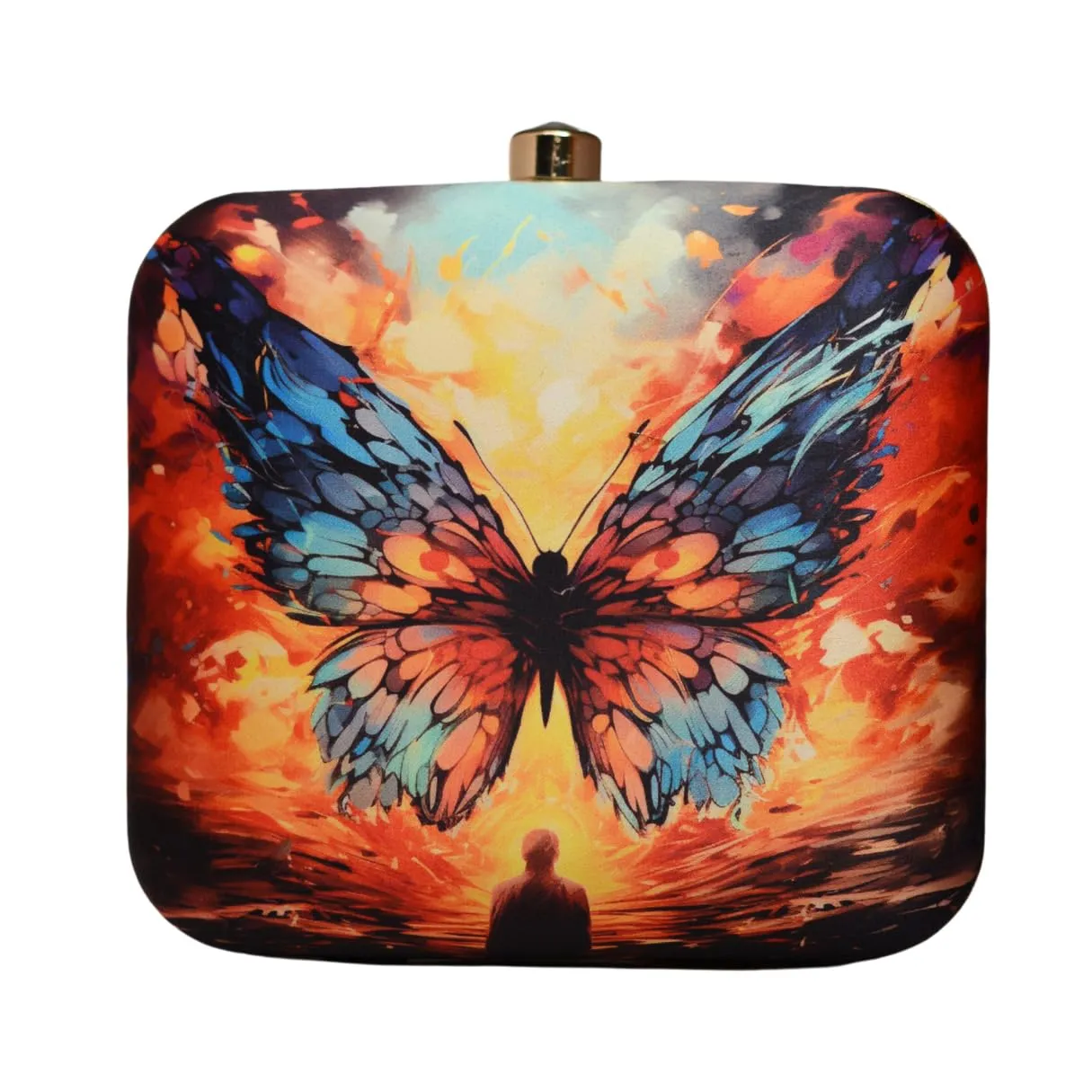 Artklim Multicoloured Butterfly Printed Clutch