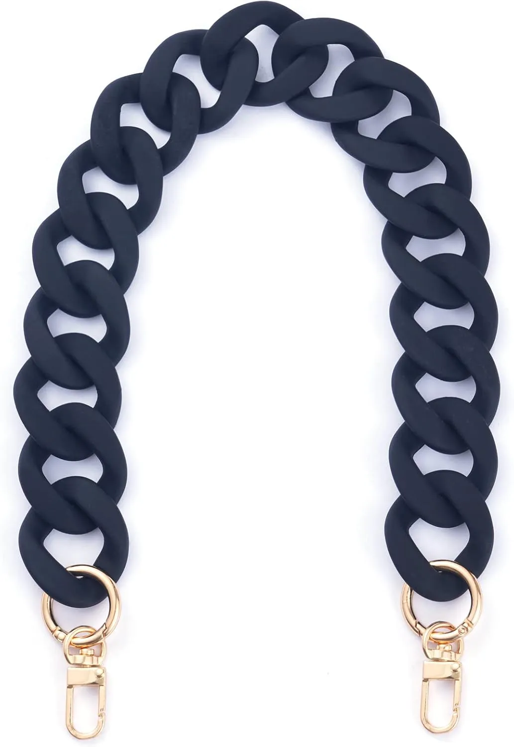 AUMEY Large Flat Chain Strap - Acrylic Luxury Handbag Strap Fashionable Replacement Purse Clutches Handles for DIY Crafts, 15.7 inch of Each  (02- Black)