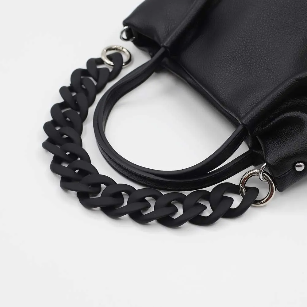 AUMEY Large Flat Chain Strap - Acrylic Luxury Handbag Strap Fashionable Replacement Purse Clutches Handles for DIY Crafts, 15.7 inch of Each  (02- Black)