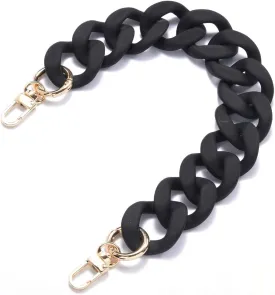 AUMEY Large Flat Chain Strap - Acrylic Luxury Handbag Strap Fashionable Replacement Purse Clutches Handles for DIY Crafts, 15.7 inch of Each  (02- Black)