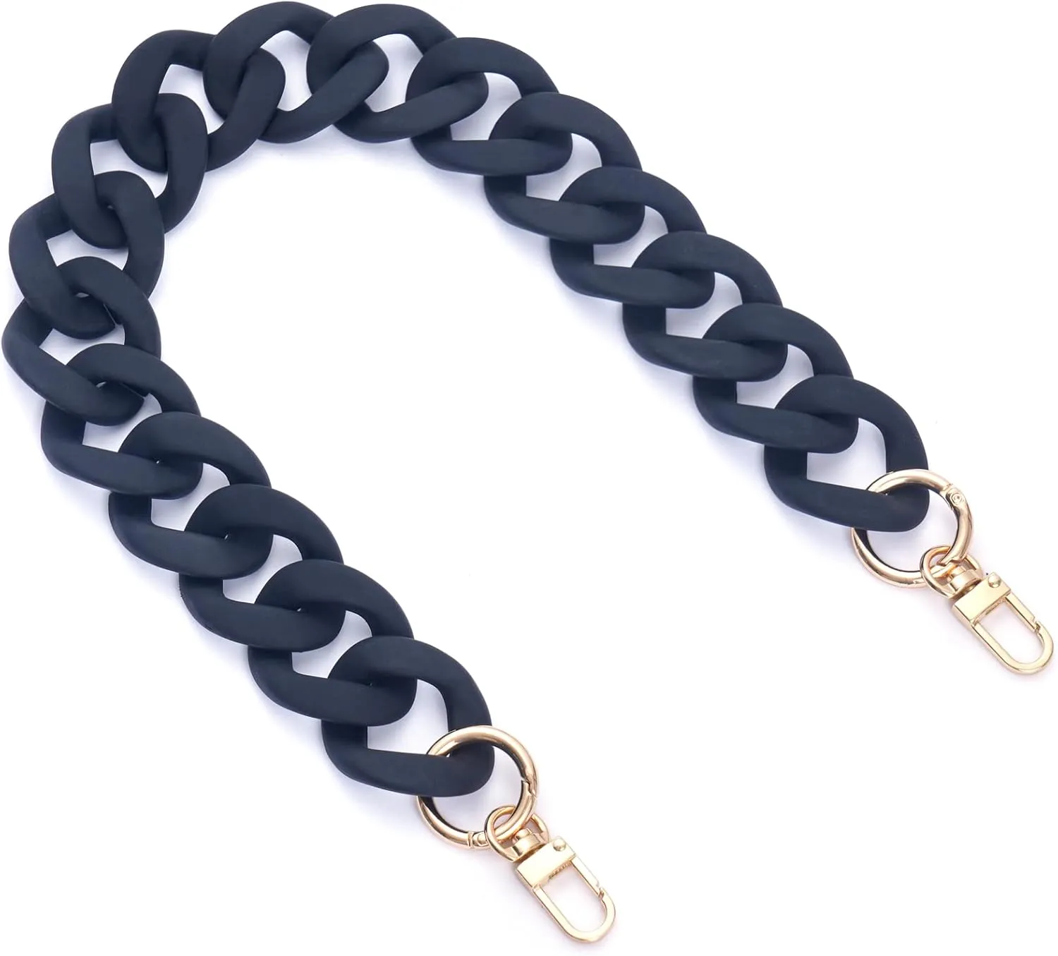 AUMEY Large Flat Chain Strap - Acrylic Luxury Handbag Strap Fashionable Replacement Purse Clutches Handles for DIY Crafts, 15.7 inch of Each  (02- Black)