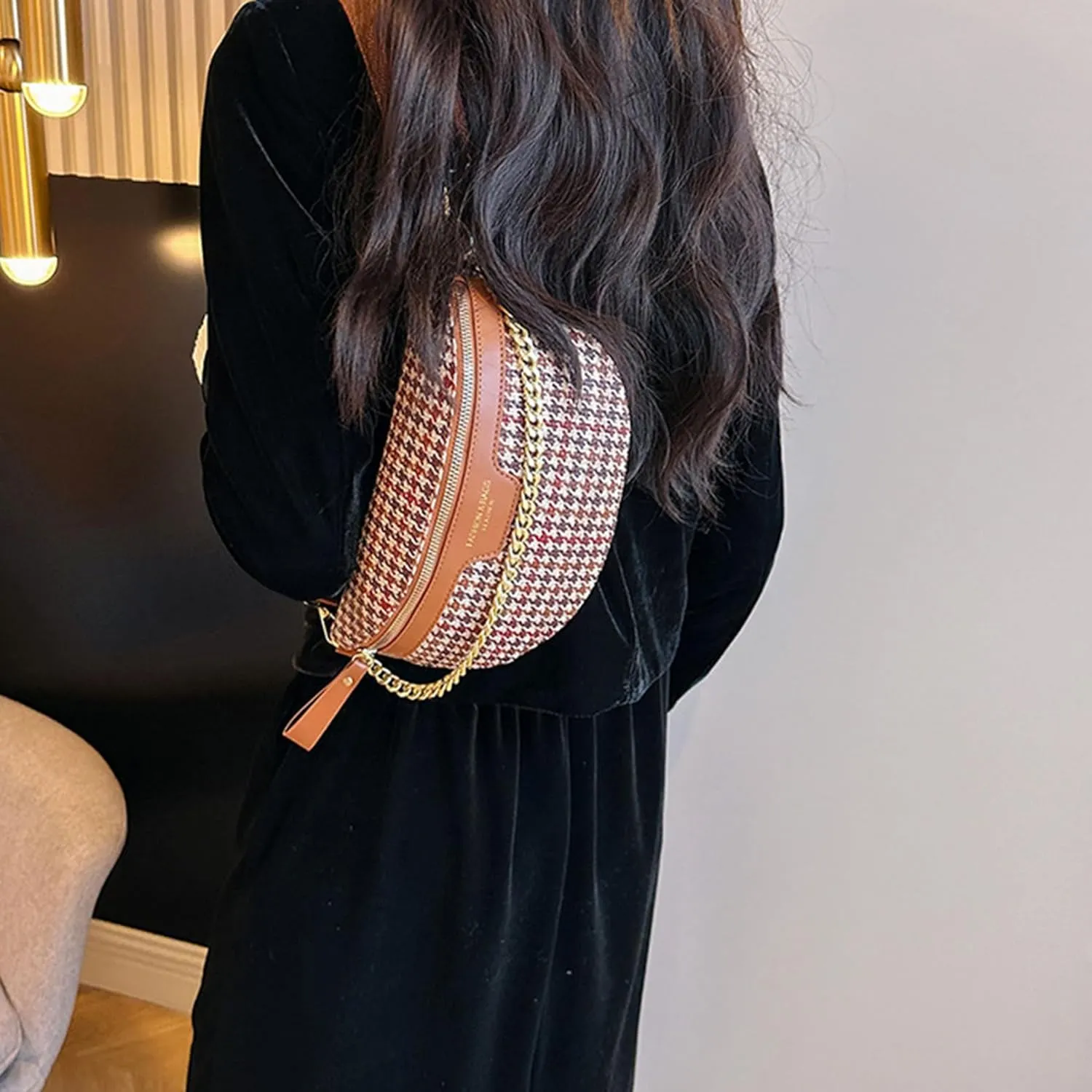 AuSion Fashion Leather Crossbody Fanny Pack for Women  Lightweight Waist Chest Bag with Wide Strap, Ideal for Travel, Festivals and Casual Outings