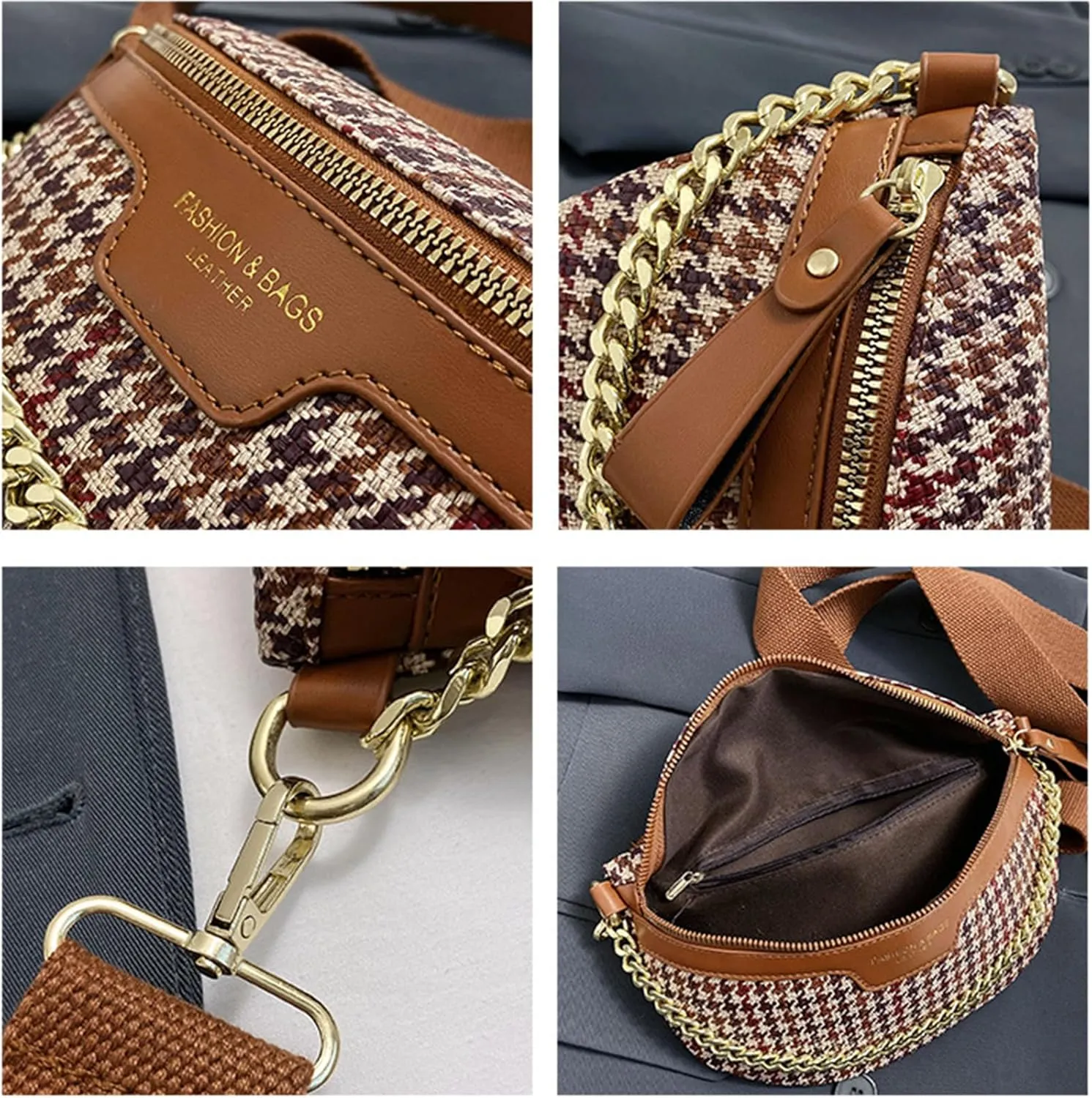 AuSion Fashion Leather Crossbody Fanny Pack for Women  Lightweight Waist Chest Bag with Wide Strap, Ideal for Travel, Festivals and Casual Outings
