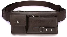 Ausion PU Leather Waist Bag for Outdoor & Casual Use - Spacious Crossbody Fanny Pack with Multi-Zipper Compartments, Secure Carry for Phones, Wallets & Keys, Ideal Gift for Travelers