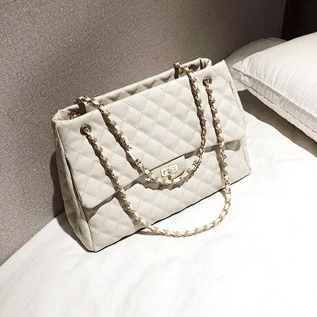 Back to College 2018 PU Leather Handbags Women's Designer Handbag The Big Women's Lattice Lock Shopping Bag Large Handbags Tote Shoulder Bags