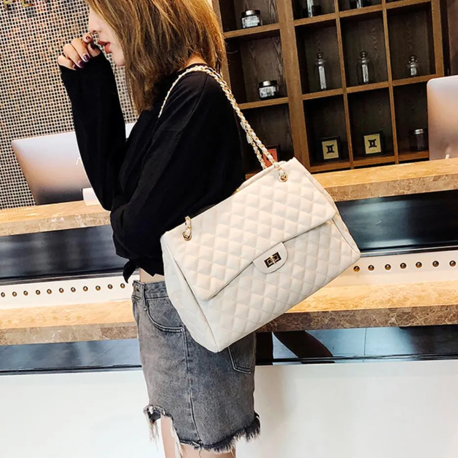 Back to College 2018 PU Leather Handbags Women's Designer Handbag The Big Women's Lattice Lock Shopping Bag Large Handbags Tote Shoulder Bags