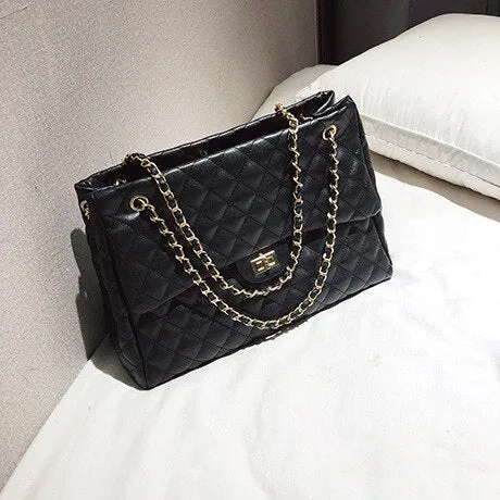 Back to College 2018 PU Leather Handbags Women's Designer Handbag The Big Women's Lattice Lock Shopping Bag Large Handbags Tote Shoulder Bags
