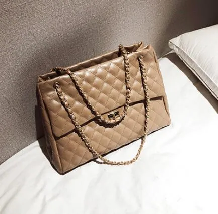 Back to College 2018 PU Leather Handbags Women's Designer Handbag The Big Women's Lattice Lock Shopping Bag Large Handbags Tote Shoulder Bags