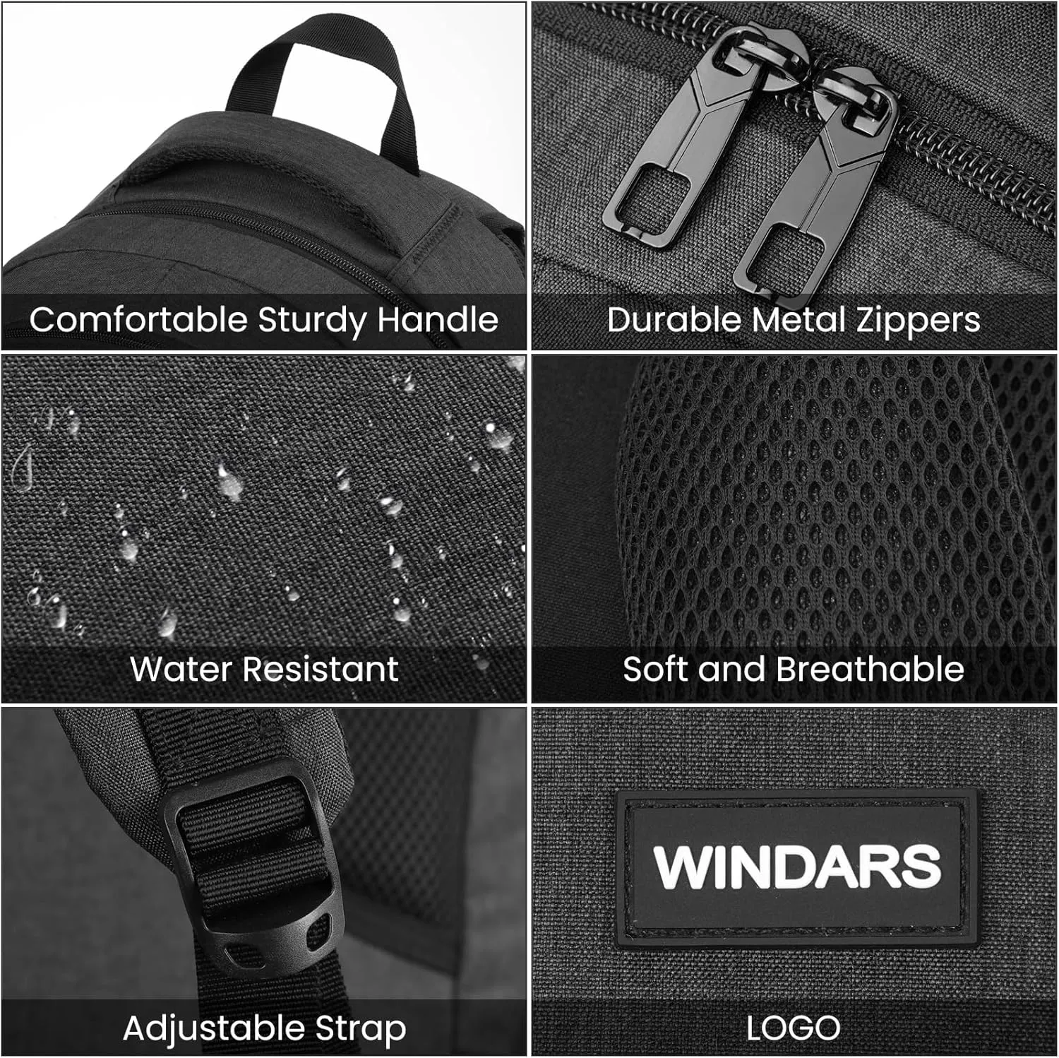 Backpack for Men and Women, School Backpacks for Teens Boys, 15.6 Inch Large College Bookbag Durable Computer Laptop Bag with USB Charger Port for Business Work Travel, Black