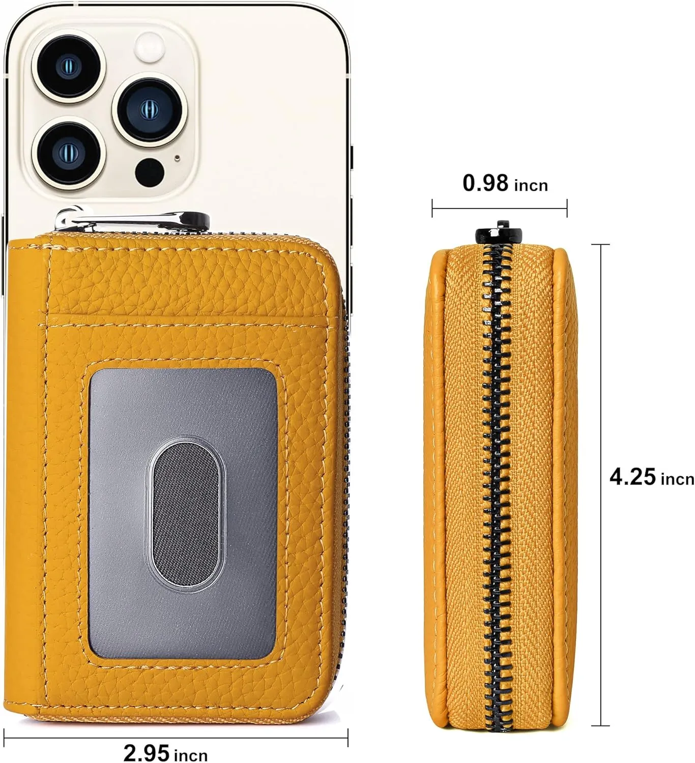 Badiya Genuine Leather Credit Card Holder RFID Blocking Accordion Small Card Case Wallet Zip Coin Purse for Women Men