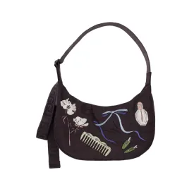 Baggu Medium Nylon Crescent Bag Embroidered Get Ready With Me
