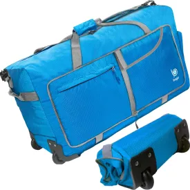 Bago Rolling Duffle Bag with Wheels - 31" 120L Foldable Weekender Bag, Waterproof Travel Duffel Bag, Heavy Duty lightWeight Duffle Bag for Traveling, Rolling Duffel Bag with Wheels (Blue)