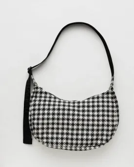 B&W Gingham Medium Crescent Bag
