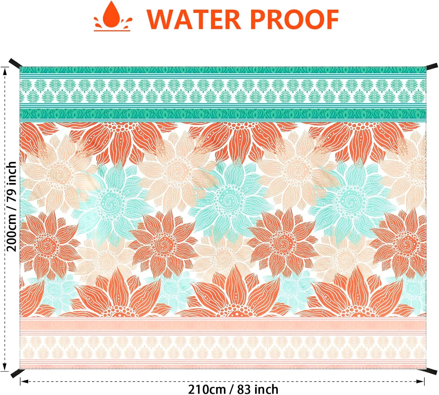 Beach Blanket Waterproof Sandproof Extra Large Beach Mat 79" X 83"/120"x108"for 1-8 Adults Quick Drying Durable Outdoor Picnic Mat for Beach Travel Camping Hiking