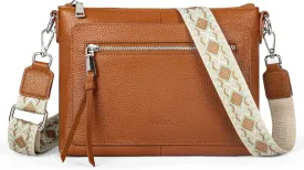 befen Genuine Leather Purses for Women Medium Crossbody Bags Shoulder Bag Handbags with Adjustable Guitar Strap