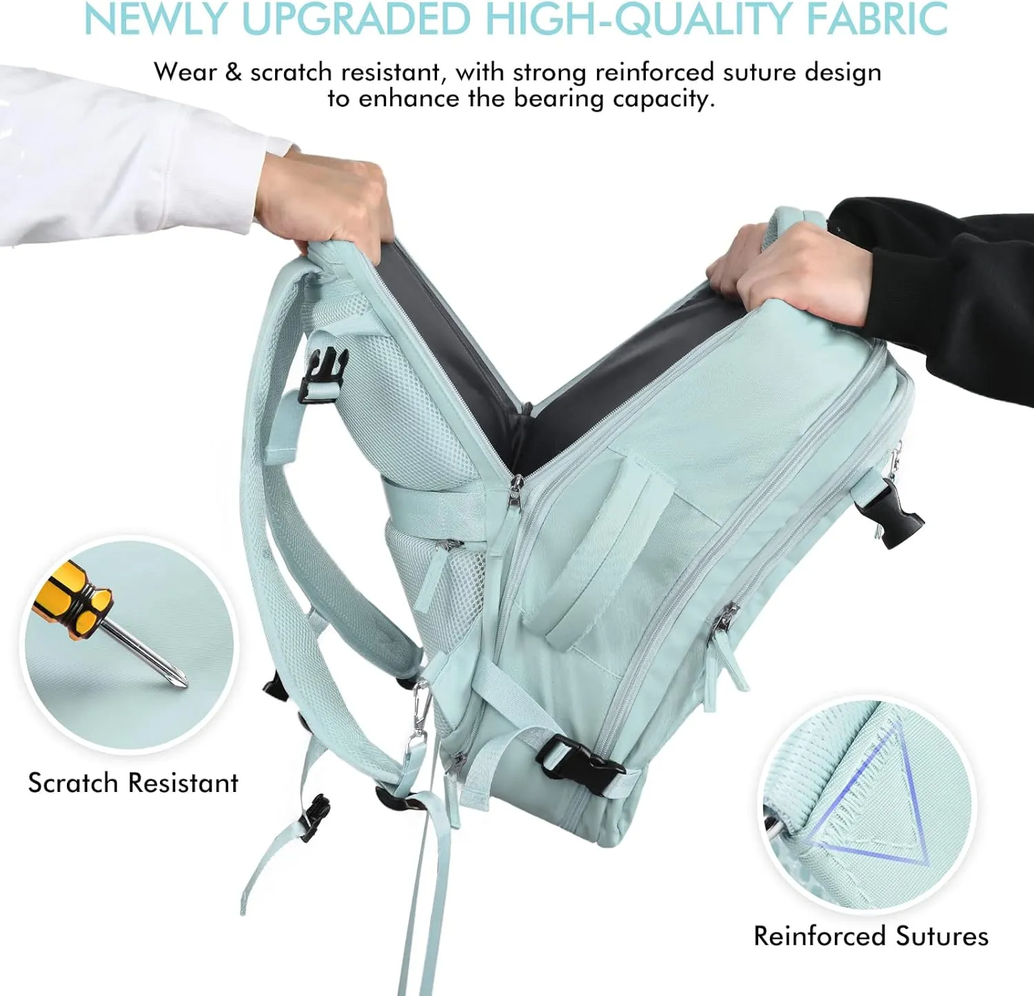 Beraliy Travel Backpack for Women, Airline Approved Bag, 16 inch Laptop Waterproof Hiking Backpack, Casual College Daypack, Weekender Bag, Mint Green
