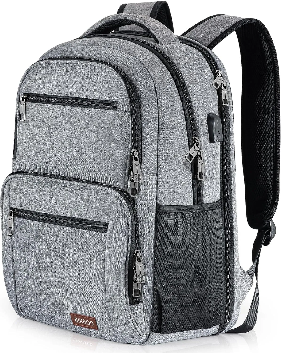 BIKROD Backpack for Men, TSA Travel Backpack, College Backpacks Water Resistant Back Pack with USB Charging Port, Business Anti Theft Durable Computer Bag Gifts Fits 15.6 Inch Laptop, Grey