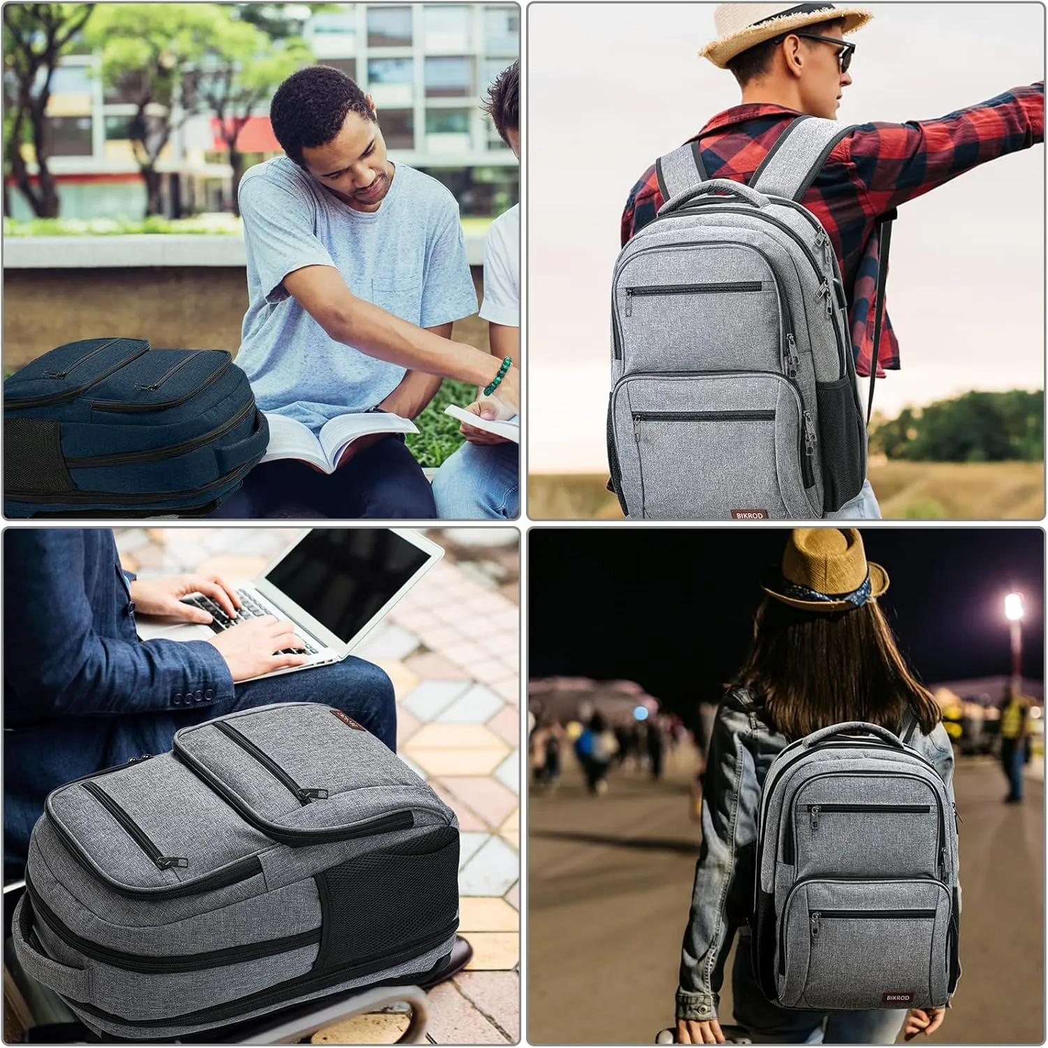 BIKROD Backpack for Men, TSA Travel Backpack, College Backpacks Water Resistant Back Pack with USB Charging Port, Business Anti Theft Durable Computer Bag Gifts Fits 15.6 Inch Laptop, Grey