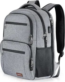 BIKROD Backpack for Men, TSA Travel Backpack, College Backpacks Water Resistant Back Pack with USB Charging Port, Business Anti Theft Durable Computer Bag Gifts Fits 15.6 Inch Laptop, Grey