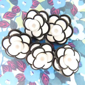 Black and White Flower Buttons