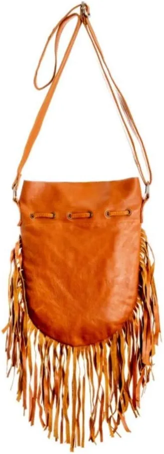 Boho Bag Round S | Real Leather | Fringe Purse | Bohemian Bags
