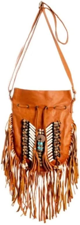Boho Bag Round S | Real Leather | Fringe Purse | Bohemian Bags