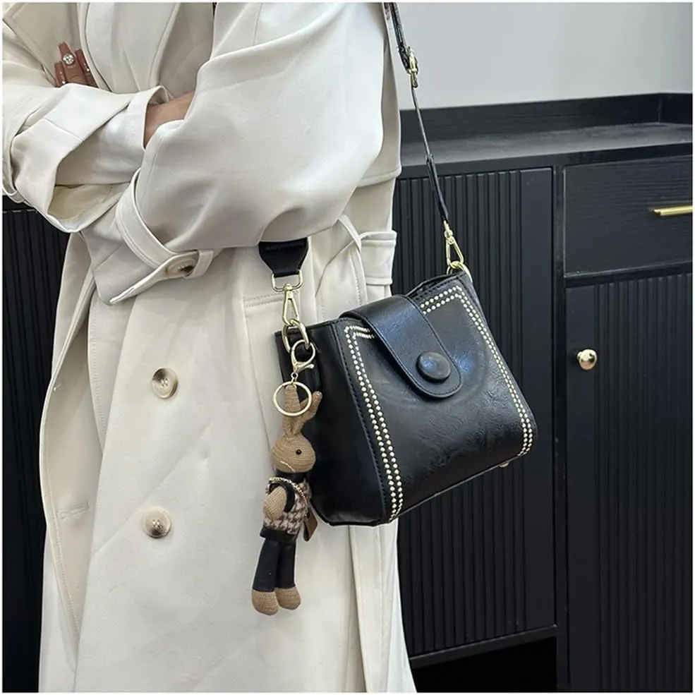 Bootara Bucket Bag, Bootara Women's Vintage Bunny Charm Bucket Bag  Convertible Shoulder Crossbody, Spacious Travel Tote