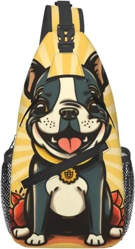 Boston Terrier Crossbody Chest Bags for Women, Small Crossbody Shoulder Bag Sling Bag Travel Hiking Daypack