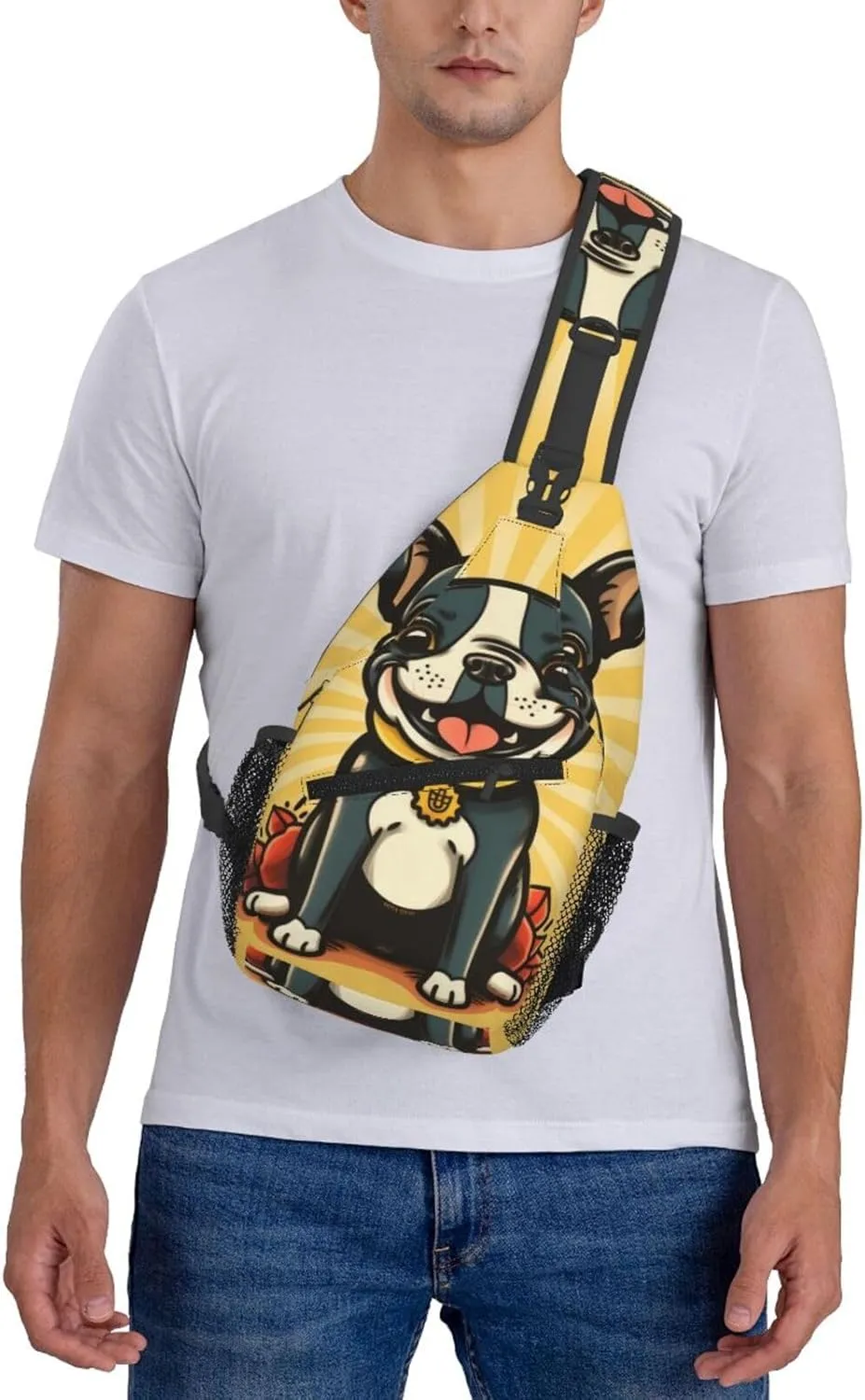Boston Terrier Crossbody Chest Bags for Women, Small Crossbody Shoulder Bag Sling Bag Travel Hiking Daypack