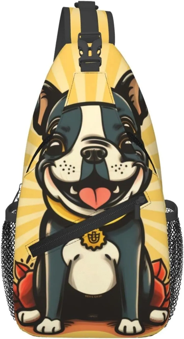 Boston Terrier Crossbody Chest Bags for Women, Small Crossbody Shoulder Bag Sling Bag Travel Hiking Daypack