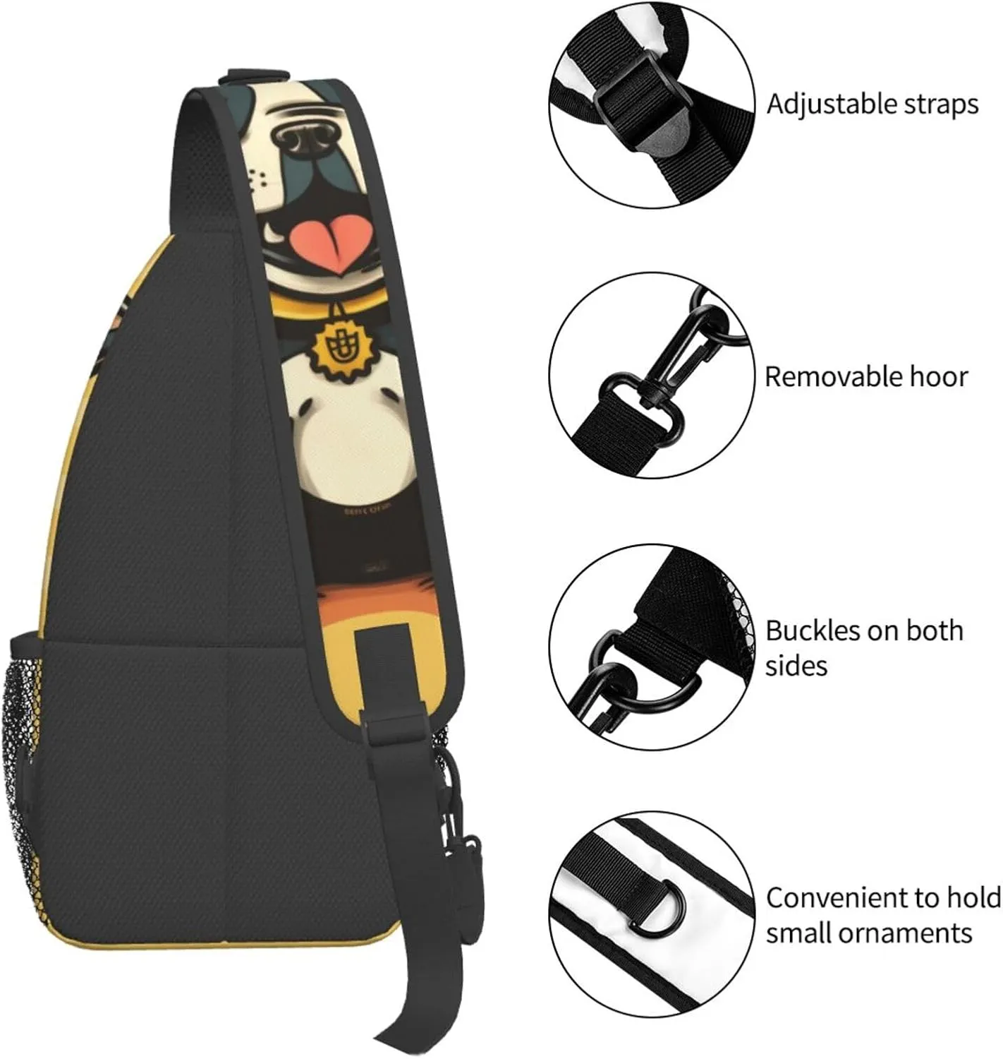 Boston Terrier Crossbody Chest Bags for Women, Small Crossbody Shoulder Bag Sling Bag Travel Hiking Daypack