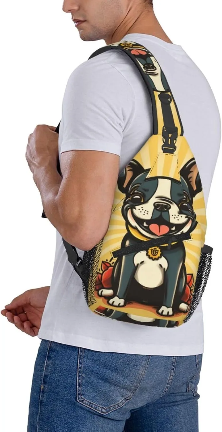 Boston Terrier Crossbody Chest Bags for Women, Small Crossbody Shoulder Bag Sling Bag Travel Hiking Daypack