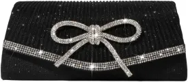 Bow Evening Bag Sparkly Clutch Purses for Women Wedding Glitter Rhinestone Party Prom Purse Dressy Clutch Bags